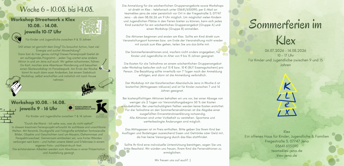 Flyer 2026 Sommerferien im Klex